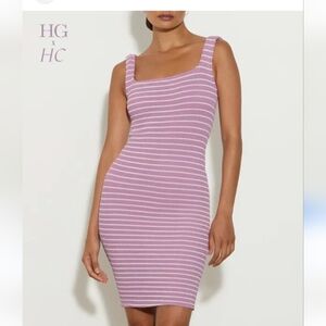 NWT Hunza G Lavender and White Striped Tank Dress